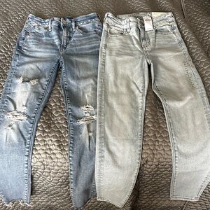 Lot of 2 American Eagle 0 25w x-short Hi-Rise Jeggins